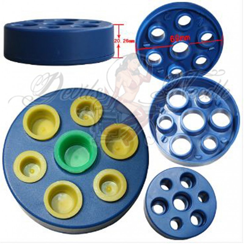 Blue Double Circle Tattoo Ink Cup Rack Holder 14 Holes